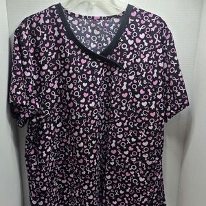 Stylish Women's Breast Cancer Awareness Scrub Top